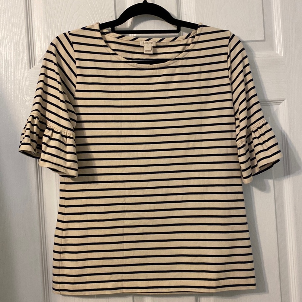 J Crew Factory stripped ruffle sleeve tunic